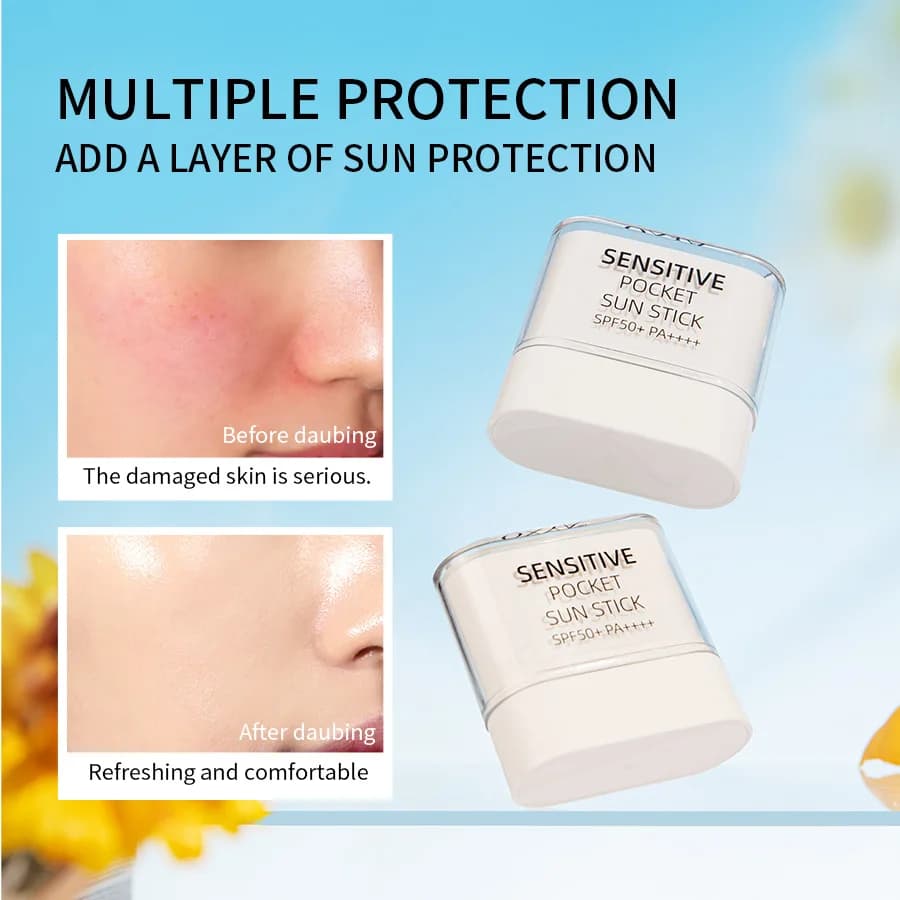 Mini Stick Solare Tascabile - Versione Inglese SPF50+, 3-in-1 (Isolante, Protezione UV, Impermeabile, Resistente al Sudore)