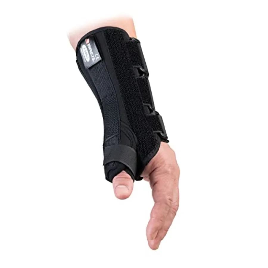 VersaFit Wrist Brace with Thumb Spica for sports injury support, neoprene material, black color, adjustable compression and thu