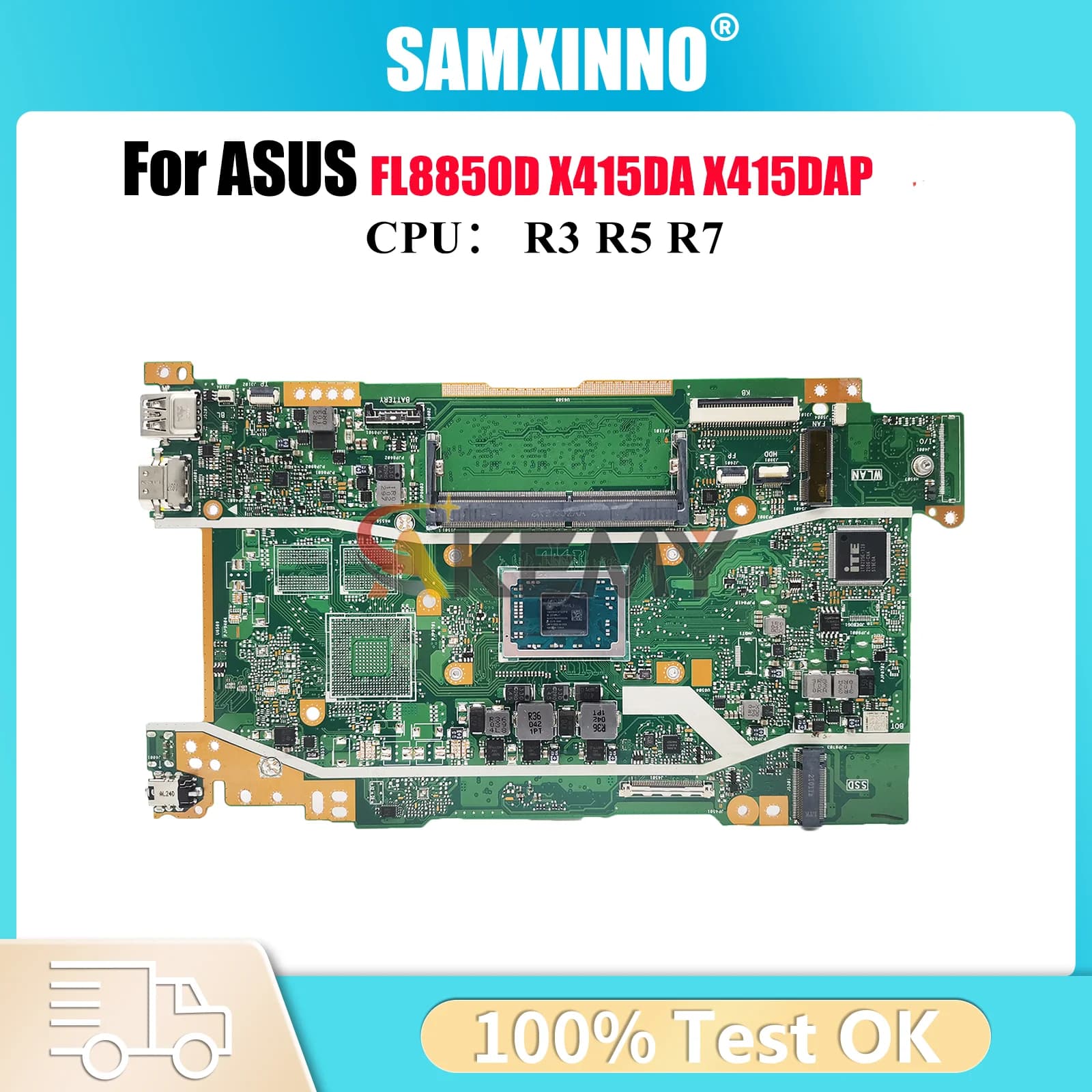 X415DA Scheda Madre Del Computer Portatile Per ASUS VivoBook FL8850D X415DA X415D X415DAP Scheda Madre Del Notebook Con R3 R5 R7 CPU 100% test OK stk