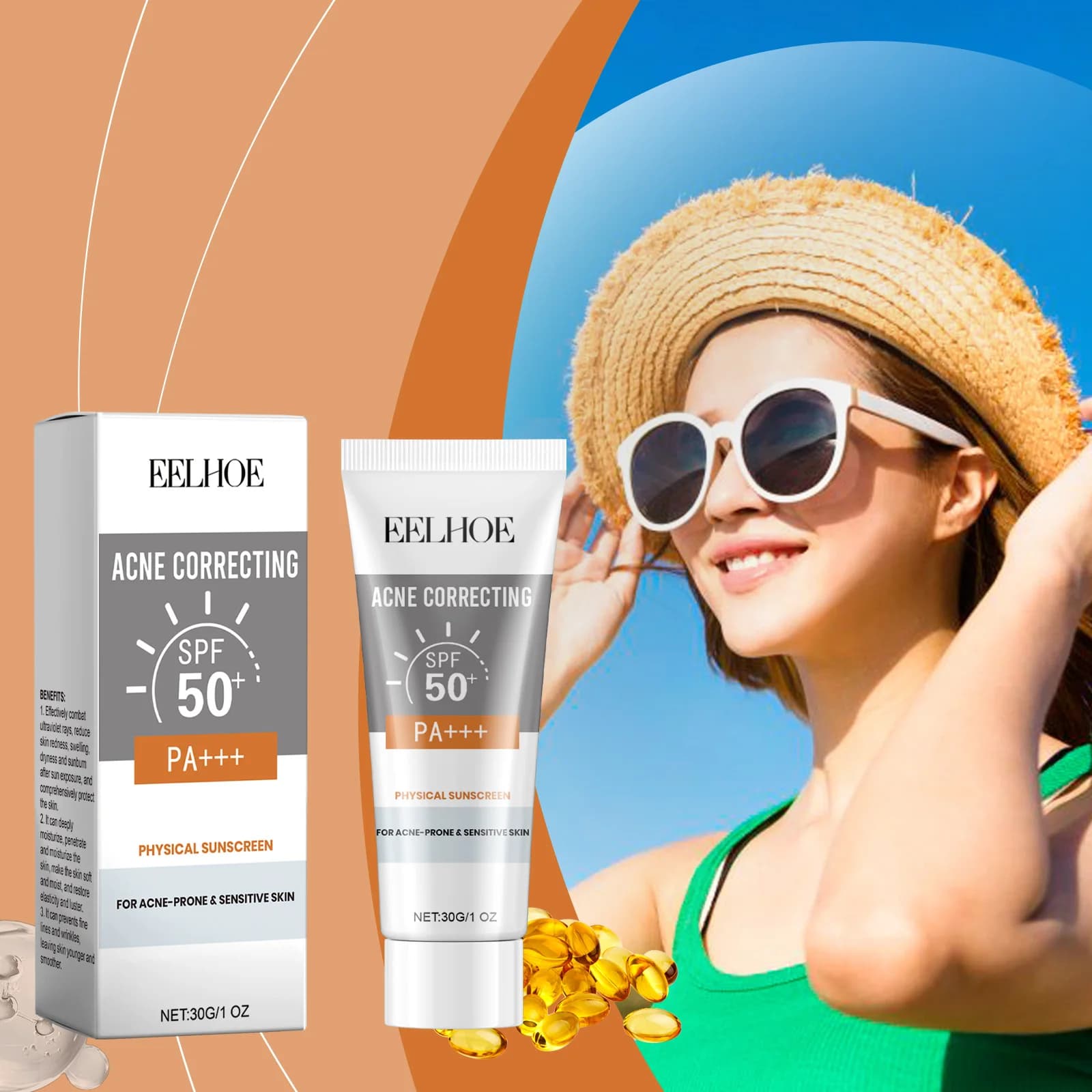 Crema solare per idratazione profonda SPF 50+ Crema sbiancante UV Strumento idratante coreano per la cura della pelle per tutti i tipi di pelle Cosmetici 30g