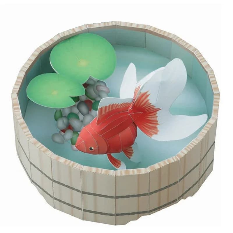 Goldfish Fish Origami Art Mini 3D Folded Paper Model Papercraft Animal Figure DIY Kids Adult Handmade Craft Toys QD-276