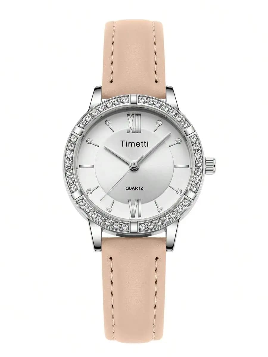 1pc Women Elegant Minimalist Fashion Leather Band Quartz Watch, Suitable For Daily Wear Or As Gift