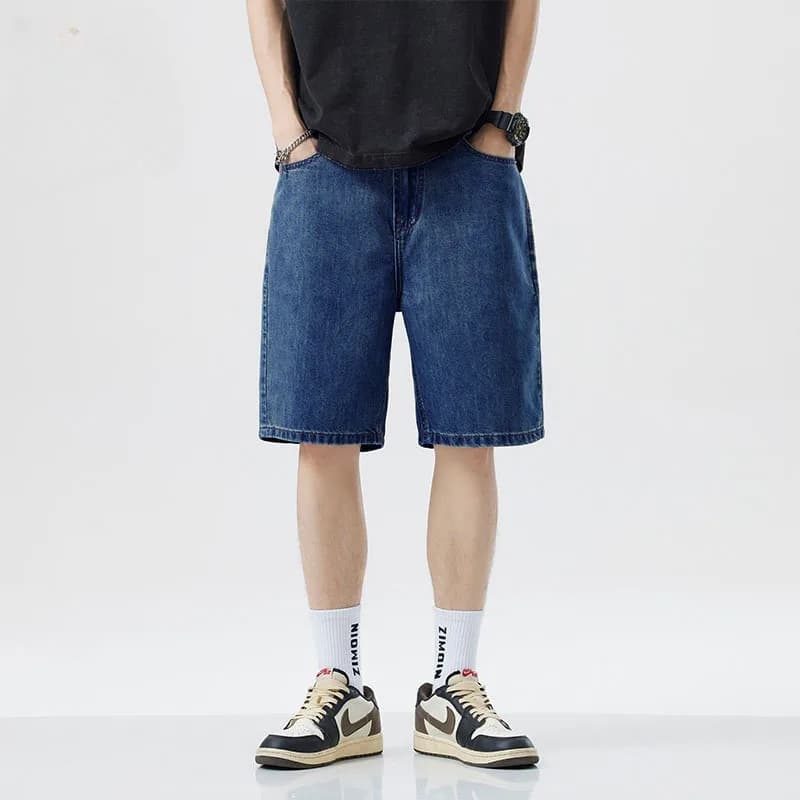 2025 New Summer Shorts Men's Jeans Denim Pants Stretch Dark Blue Fashion Design Men's Jeans Slim Straight Male Short Jeans Hombre