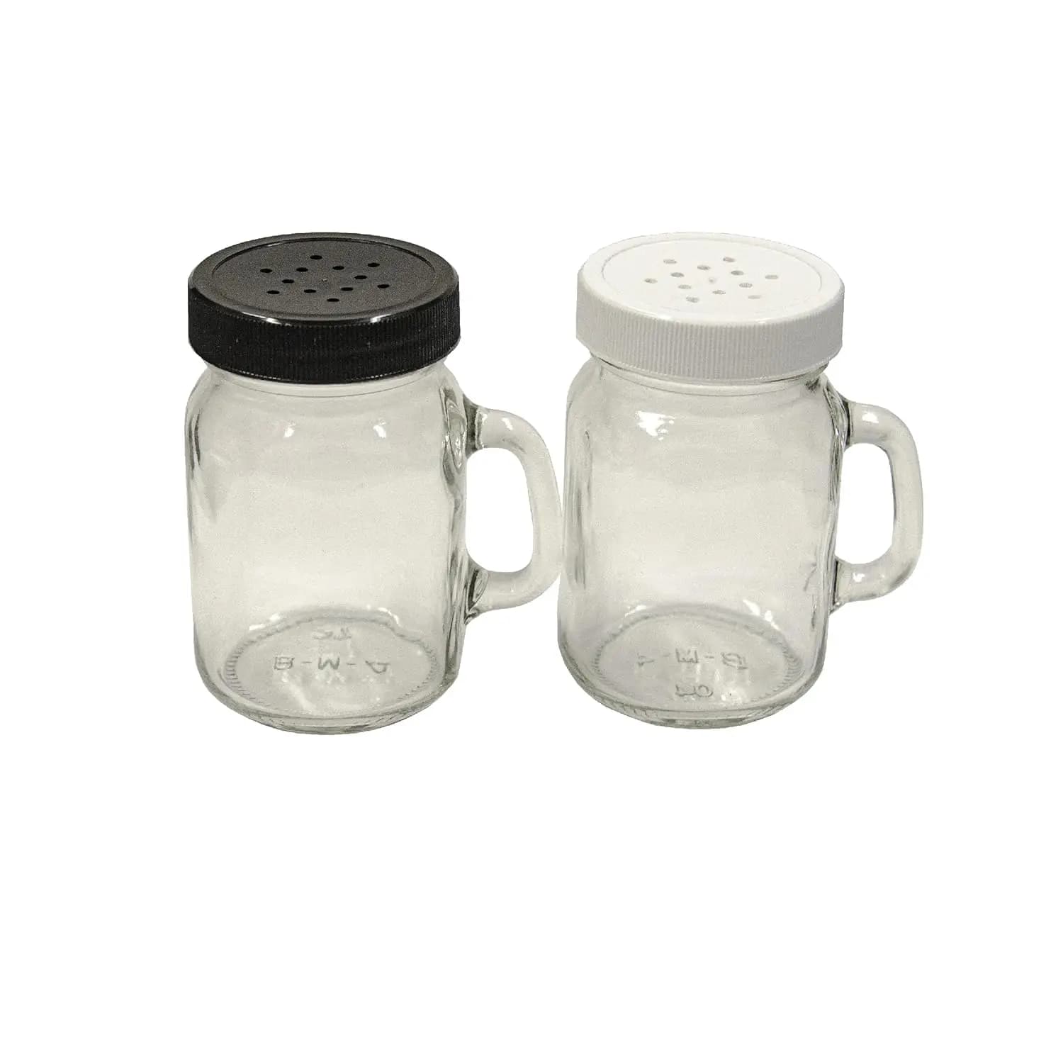 Mini Tazze in Vetro da 4 Once con Manici - Set Saliera e Pepiera - Coperchio Dosatore a 12 Fori