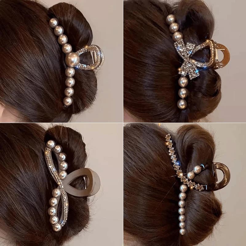 1 pz moda camelia perla fermaglio per capelli ragazze elegante coda di cavallo clip squalo clip dolce grande granchio artiglio accessori per capelli copricapi