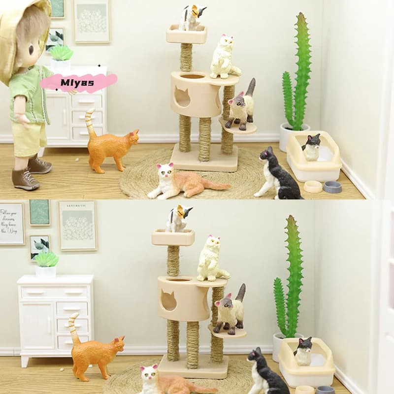 1/12 Scale Dollhouse Pet Cat Climbing Frame Miniature Furniture Accessory for Micro Scene Construction Props Simulation Model