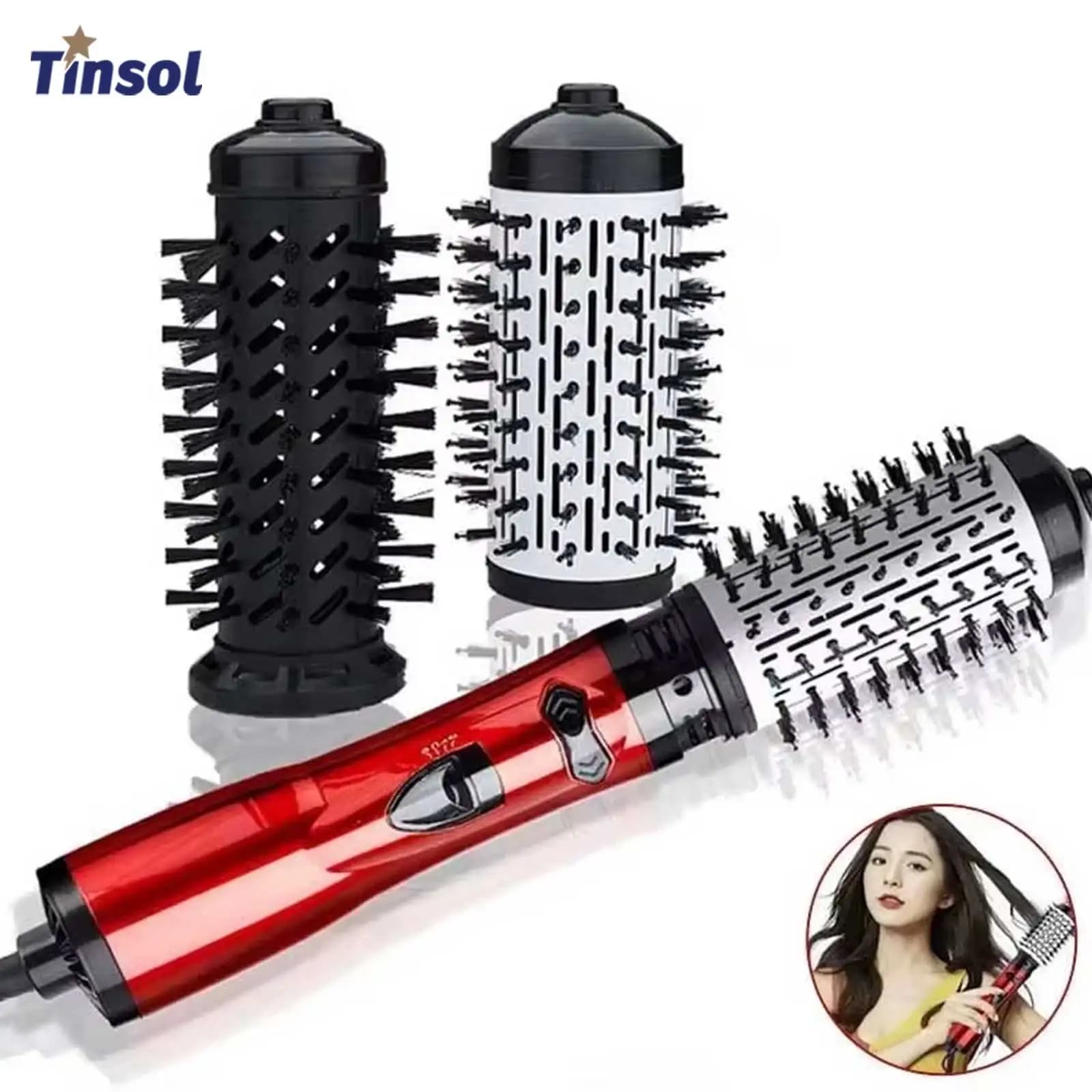 Multifunction hair plate 3 in 1 with hot air brush, hair curler, negative ion hair dryer 360 ° Hair dryer