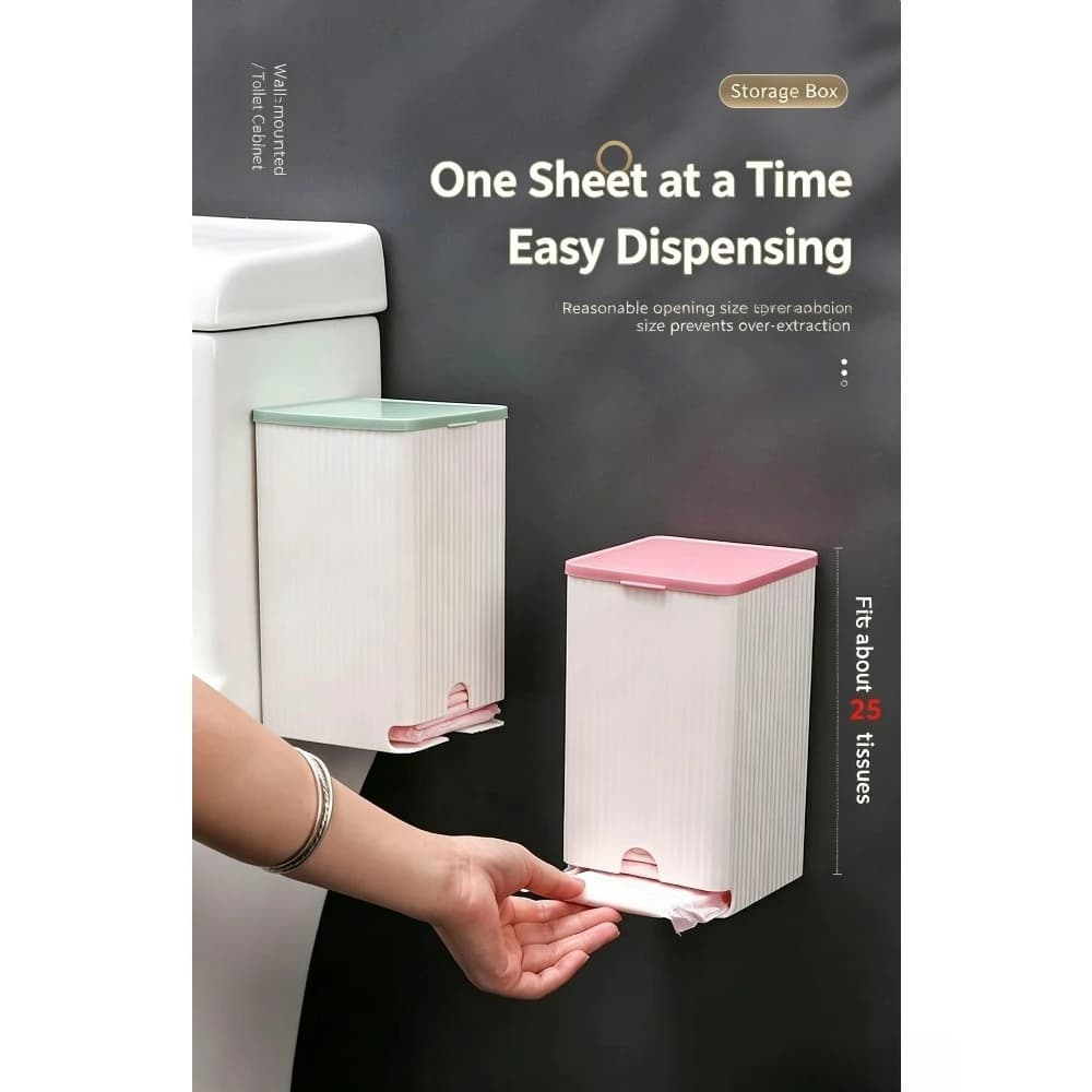 Wall Mounted Sanitary Pad Storage Box Toilet Organizer Dispenser Dust‑Proof Period Pad Holder for Bathroom Toilet Cabinet