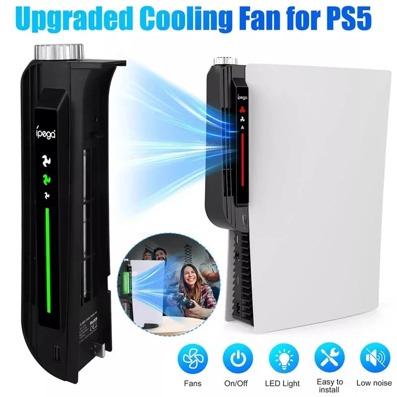 Sistema di raffreddamento regolabile IPEGA per PS5, ventola di raffreddamento con luce LED per PS 5, sia per edizioni con disco che digitali, accessori per videogiochi