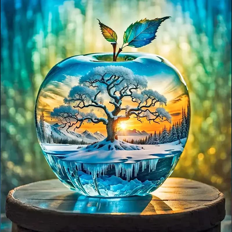 Set di pittura con diamanti con motivo Apple, set di pittura per decorazioni per la casa con diamanti pieni per adulti fai-da-te, per adulti, artigianato senza cornice