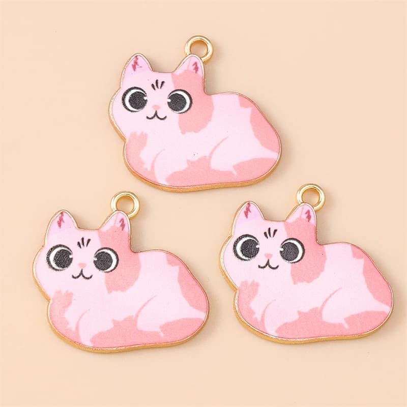 20 Pezzi Ciondoli Smaltati a Forma di Gatto Cartone Animato per Creazione Gioielli, Orecchini Pendenti, Collane, Bracciali, Forniture Fai da Te
