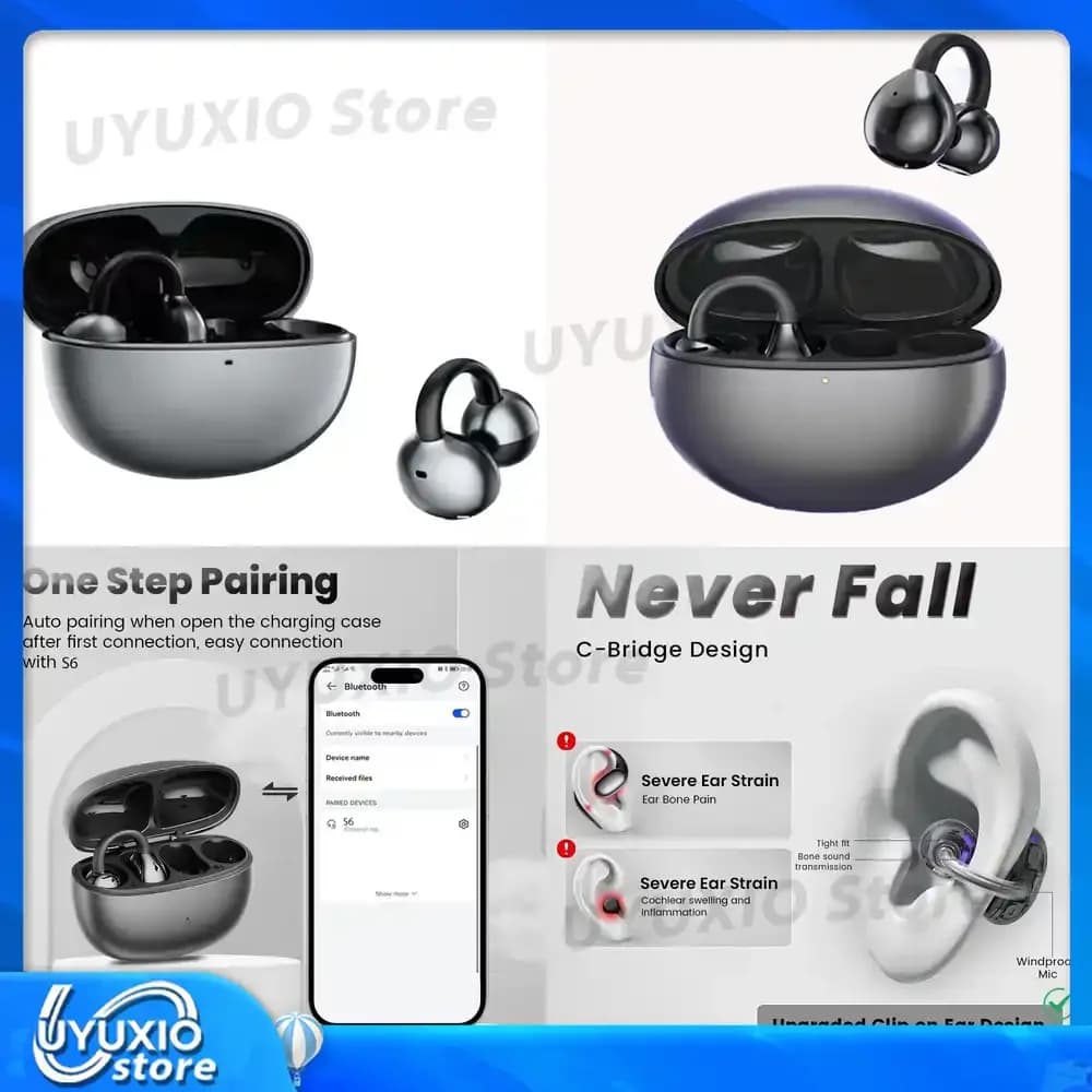 Auricolari Wireless BT 5.4 OWS con 72 Ore di Autonomia, Lunga Durata della Batteria, Impermeabili IP56 per Sport e Lavoro