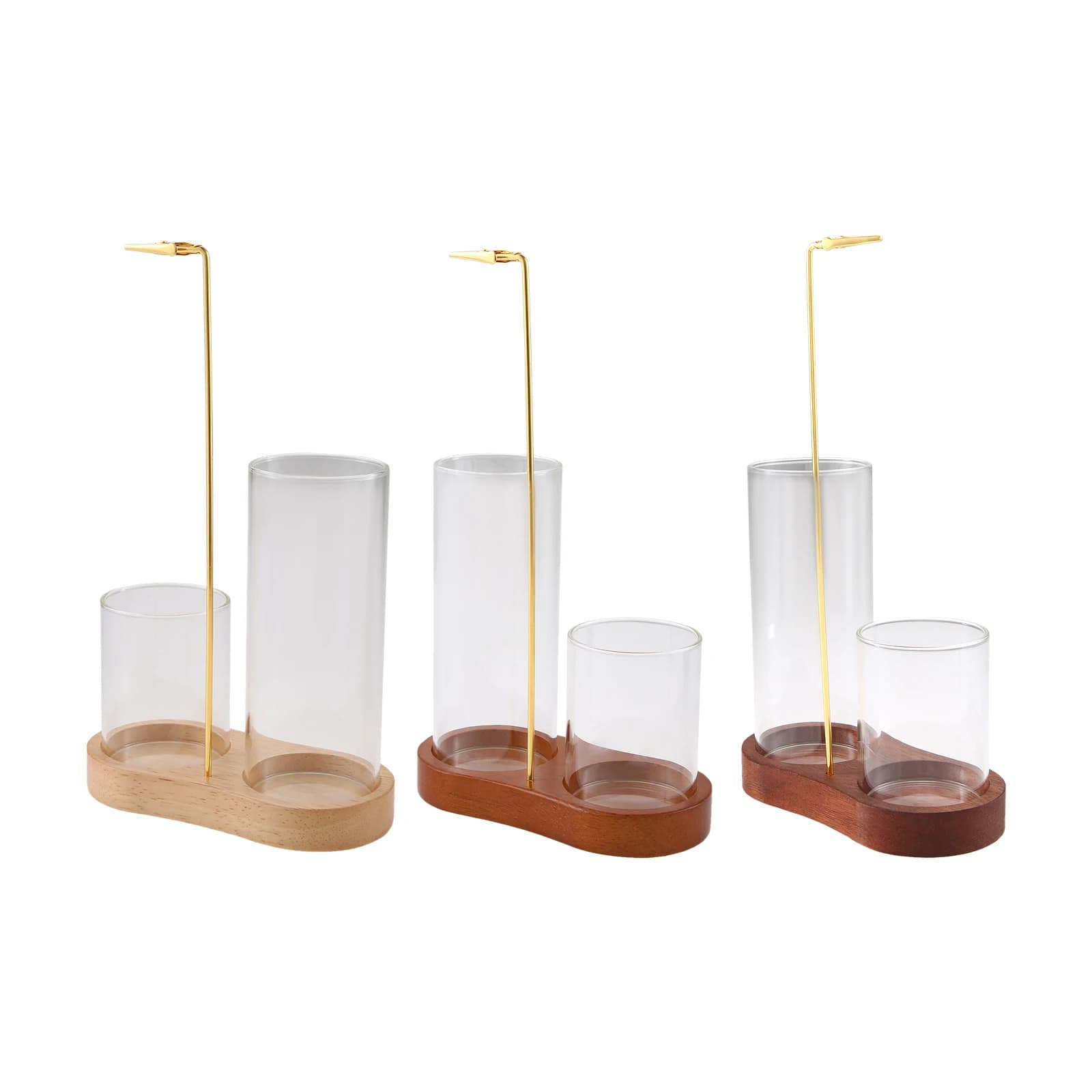 Porta Incenso 2-in-1 e Contenitore in Vetro con Raccogli Ceneri, Base in Legno a 8 Forme, Clip a Coccodrillo in Metallo, Decorazione per Meditazione Yoga Spa