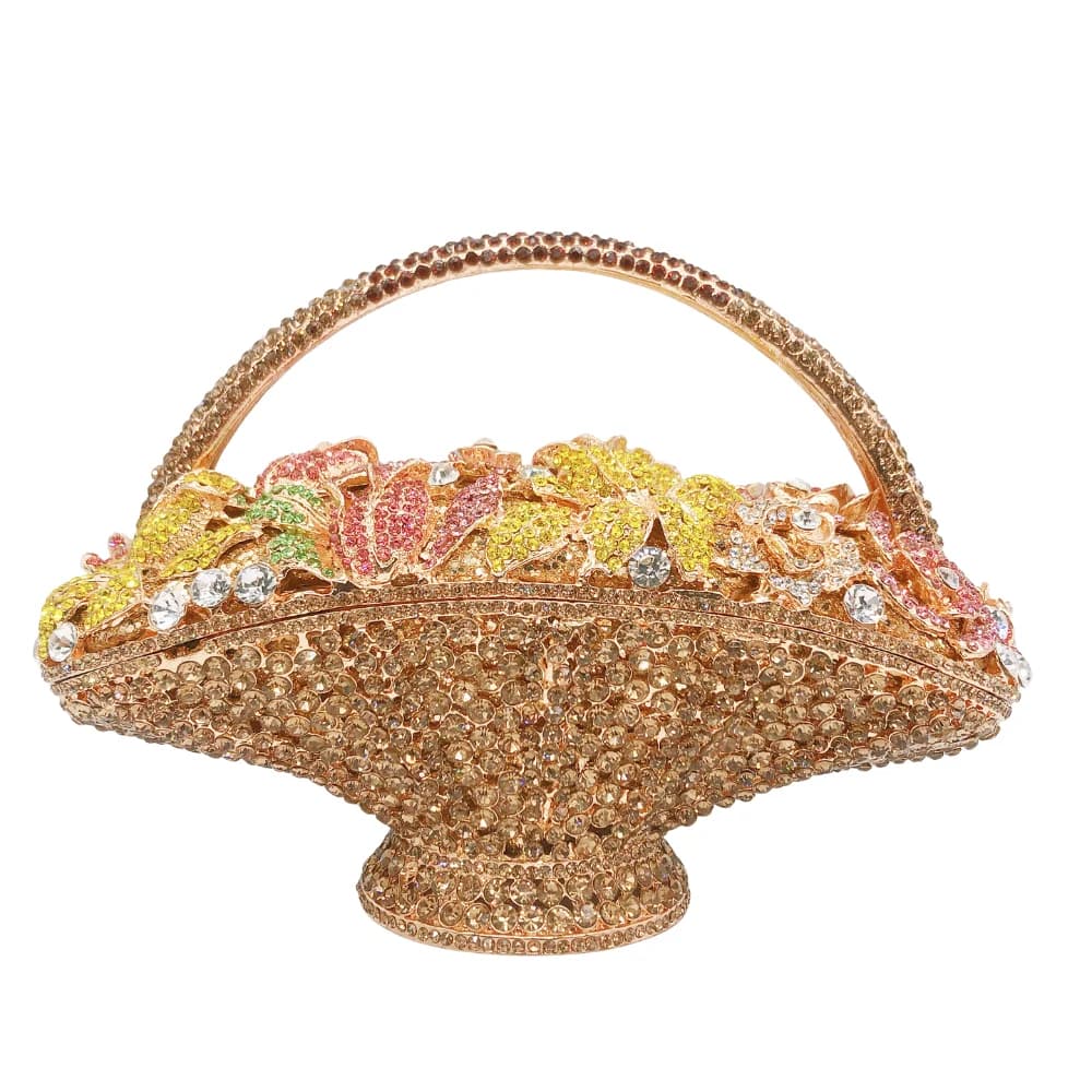 Women's Evening Bags at Cheap Factory Price Bag with Luxury Flower Basket with Diamond Rhinestone