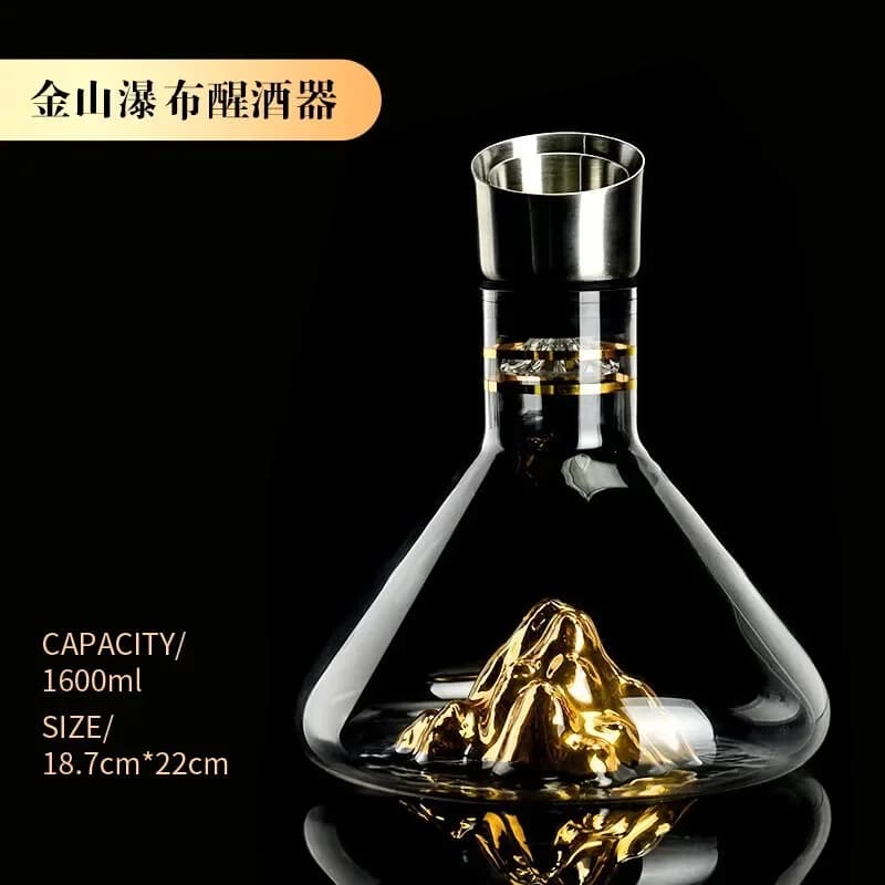 Decanter Jinshan a cascata di fascia alta per uso domestico, set leggero, bicchiere di cristallo di lusso, bicchiere di vino rosso, bottiglia di vino veloce
