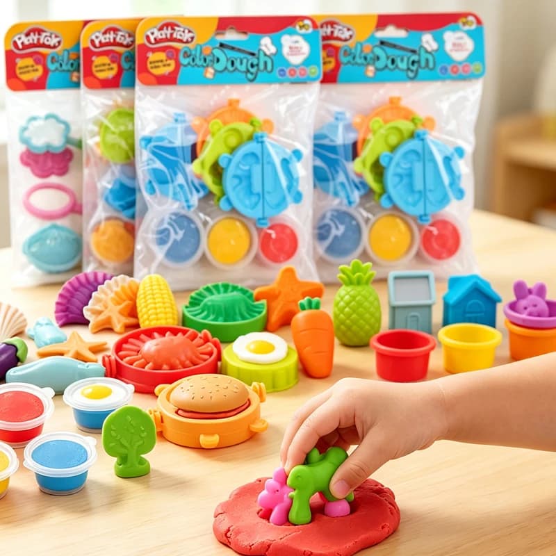 Kids Play Dough Molds Set Color Dough with Nature Fruit Chinese Food Molds Kit Non-Sticky Children Handmade Modeling Clay Gifts