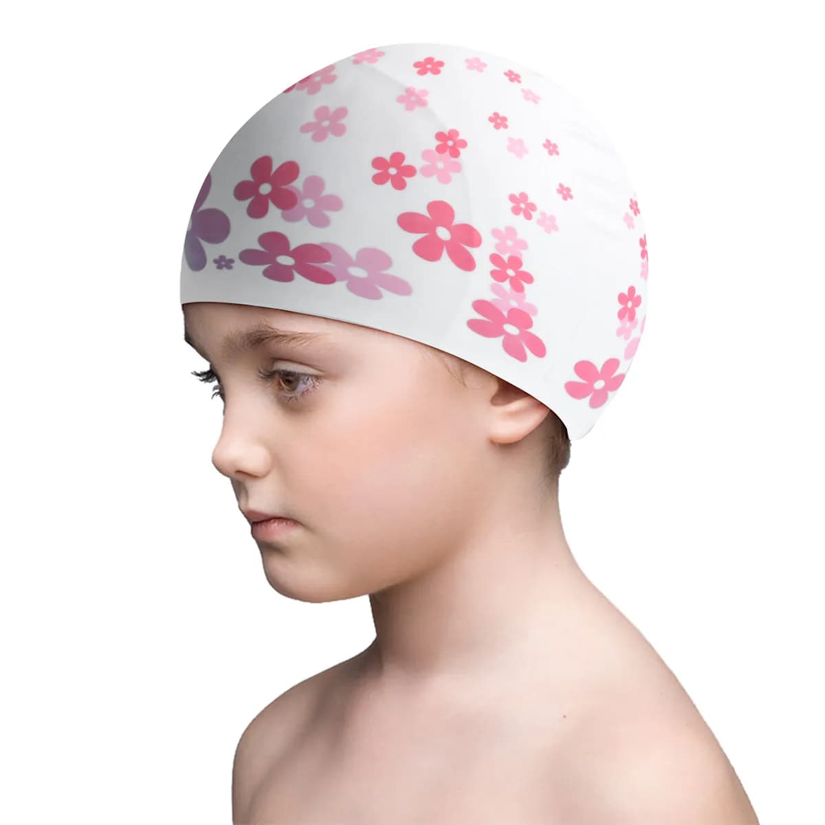 Cuffia da Nuoto in Silicone con Motivo Floreale Rosa, Impermeabile, Protezione Capelli, Cappello da Piscina Delicato sulla Pelle, Design Sicuro per le Orecchie