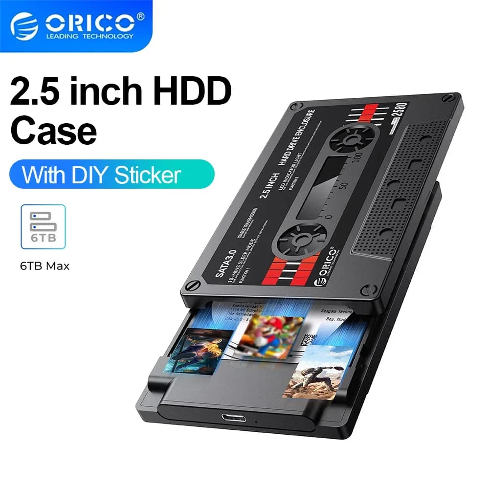 ORICO 2.5 inch HDD Enclosure SATA to USB 3.0 Type-C External Hard Drive Case 5Gbps/6Gbps Speed SATA SSD HDD Case 6TB Storage Box