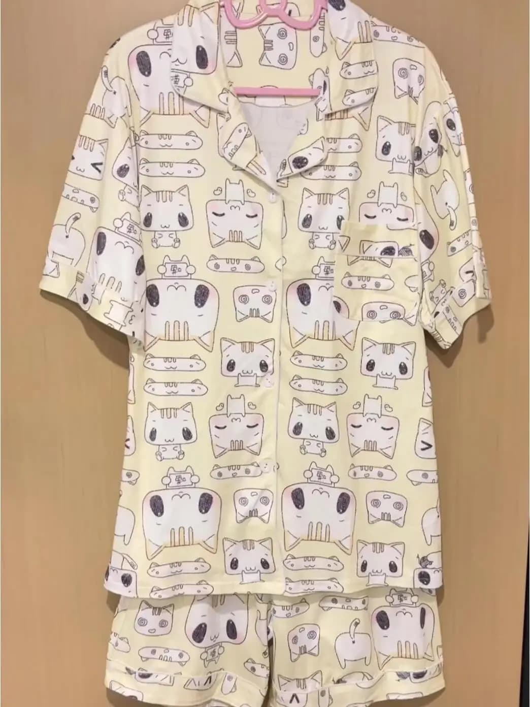 Cute Cartoon Home Clothes Set Short Sleeve Shorts Youth Summer Lightweight Breathable Soft Fabric Sleepwear for Girls