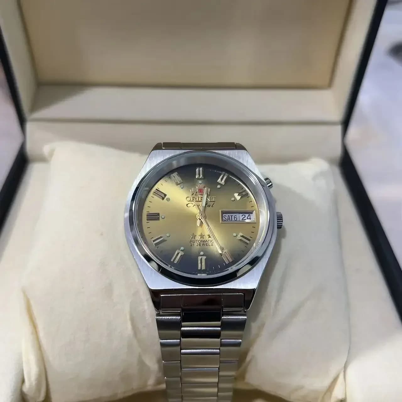 DFDG 35MM Unisex Mechanical Watch Steel Strap Folding Clasp Full Function World Time Orient Watch Series