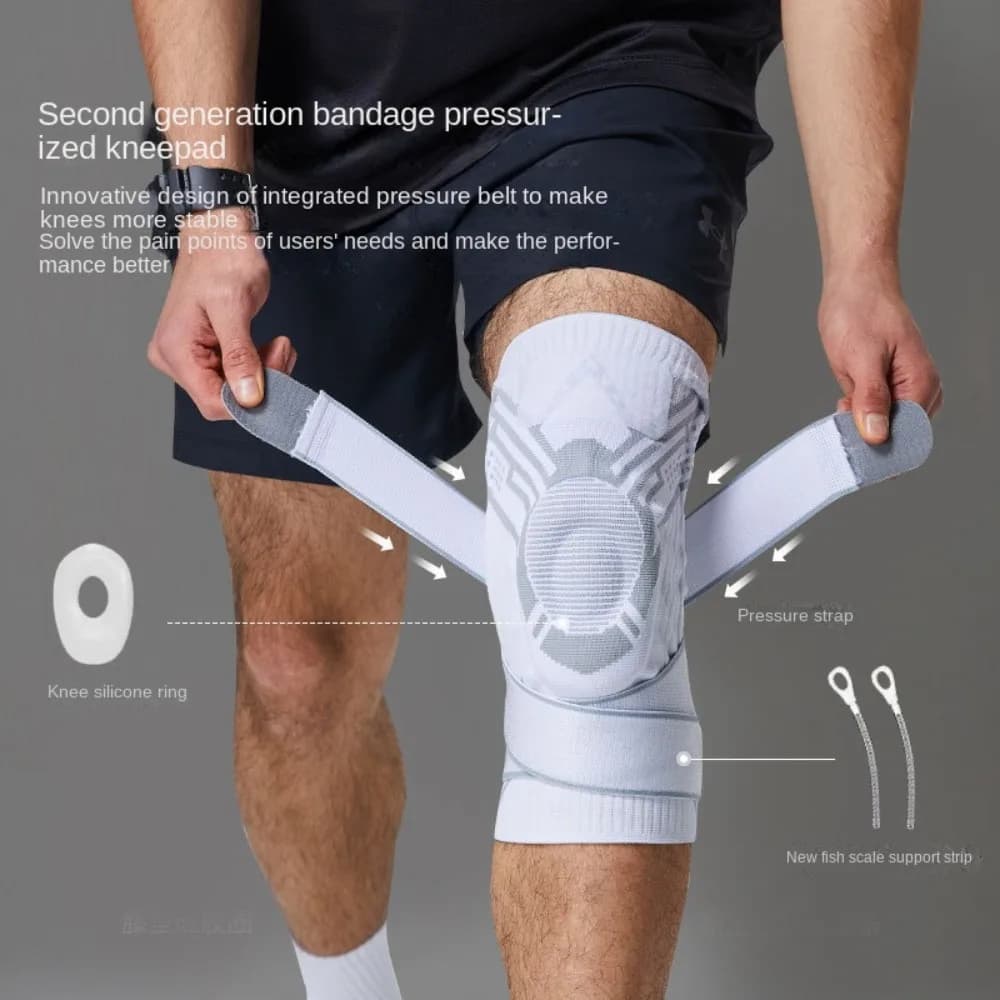 Nylon Latex Spandex Knee Pads Silicone Spring M/ L Spring Strip Support White Grey Black Adjustable Knee Protector Training