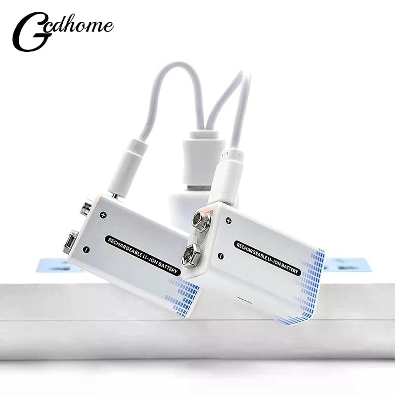 9 V Lithium Ion Rechargeable Battery Type C Lithium USB Rechargeable Cable for Multimeter Toy Microphone