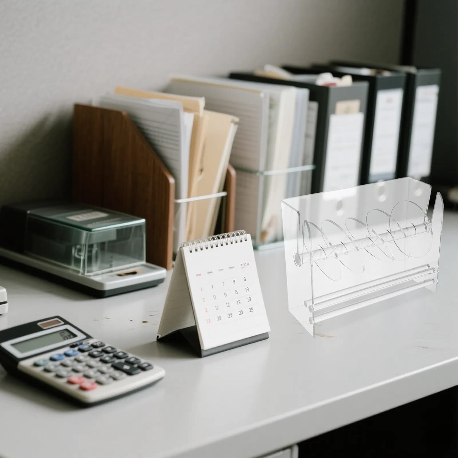 Dispenser Regolabile per Etichette in Acrilico con 6 Dischi, Organizzatore da Scrivania, Porta Nastro Adesivo, Supporto per Rotoli di Etichette, per Ufficio, Casa, Scuola