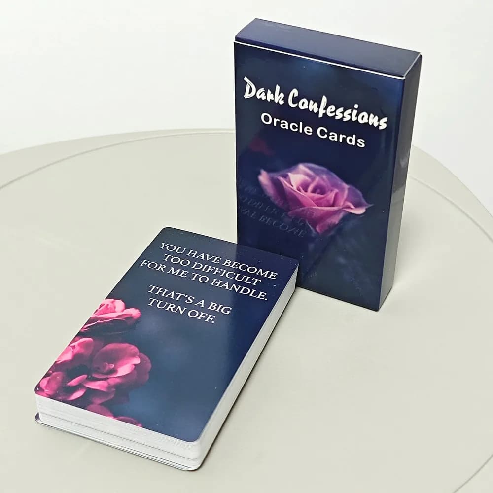 Carte Oracle per confessioni scure da 10,3 * 6 cm Carte Oracle a doppia fiamma Parole chiave d'amore, Mazzo di messaggi, Carte da 50 pezzi Dark Shadow