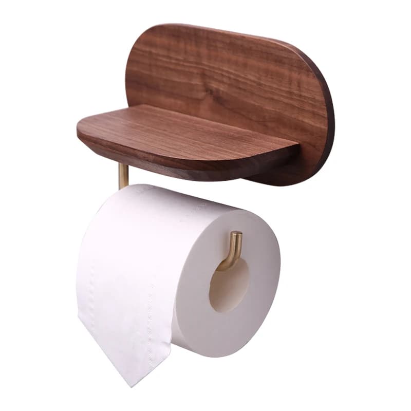 Porta fazzoletti da cucina in noce nera, porta carta igienica creativa senza perforazione, portarotolo per telefono cellulare