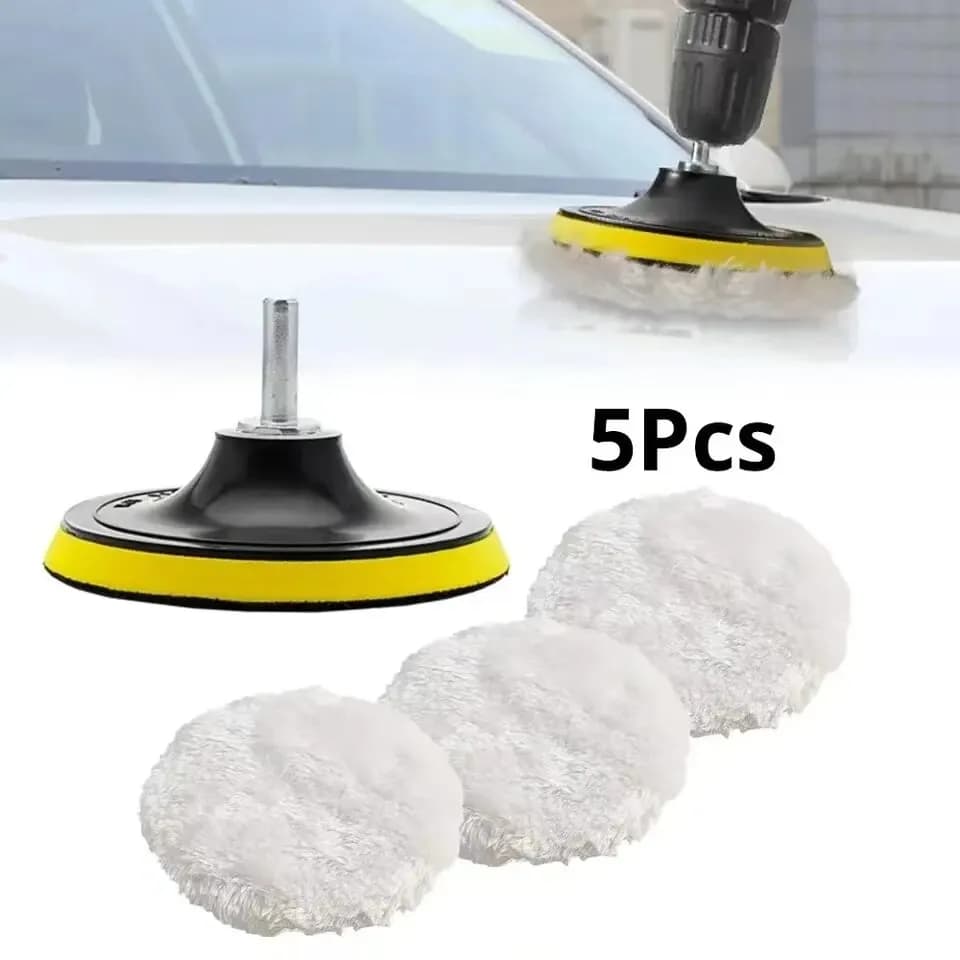 5 pcs car polishing set with 3/4/5 inch bearings Wool wheel with wax sponge disc - Car paint care accessories set for vehicle maintenance