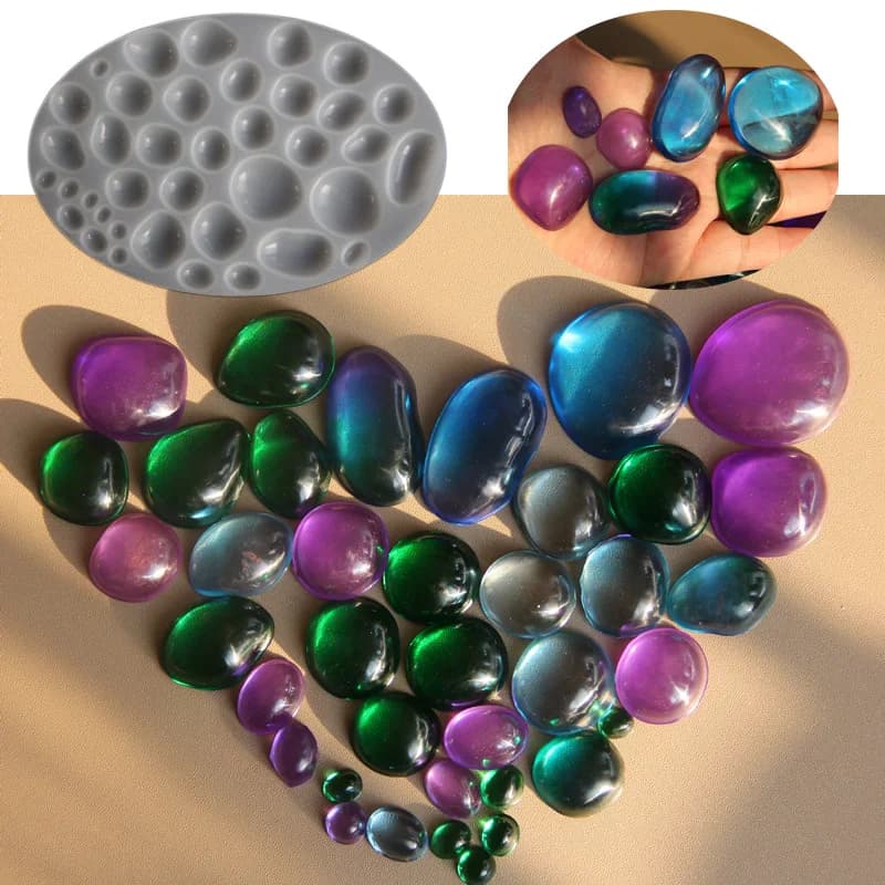 Stampo per pietra preziosa 5 pz/lotto Stampo per pietra rotonda irregolare Anello rotondo Ciondolo Pietra preziosa Stampo epossidico liquido in resina decorativa