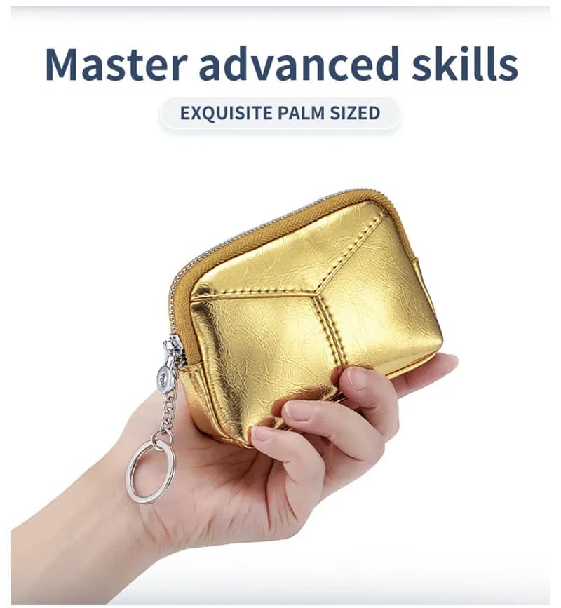 Trendy Metallic Finish Keychain Coin Pouch Compact Change Organizer Zip Mini Wallet for Cash Waterproof Coin Purses Soft Wallet