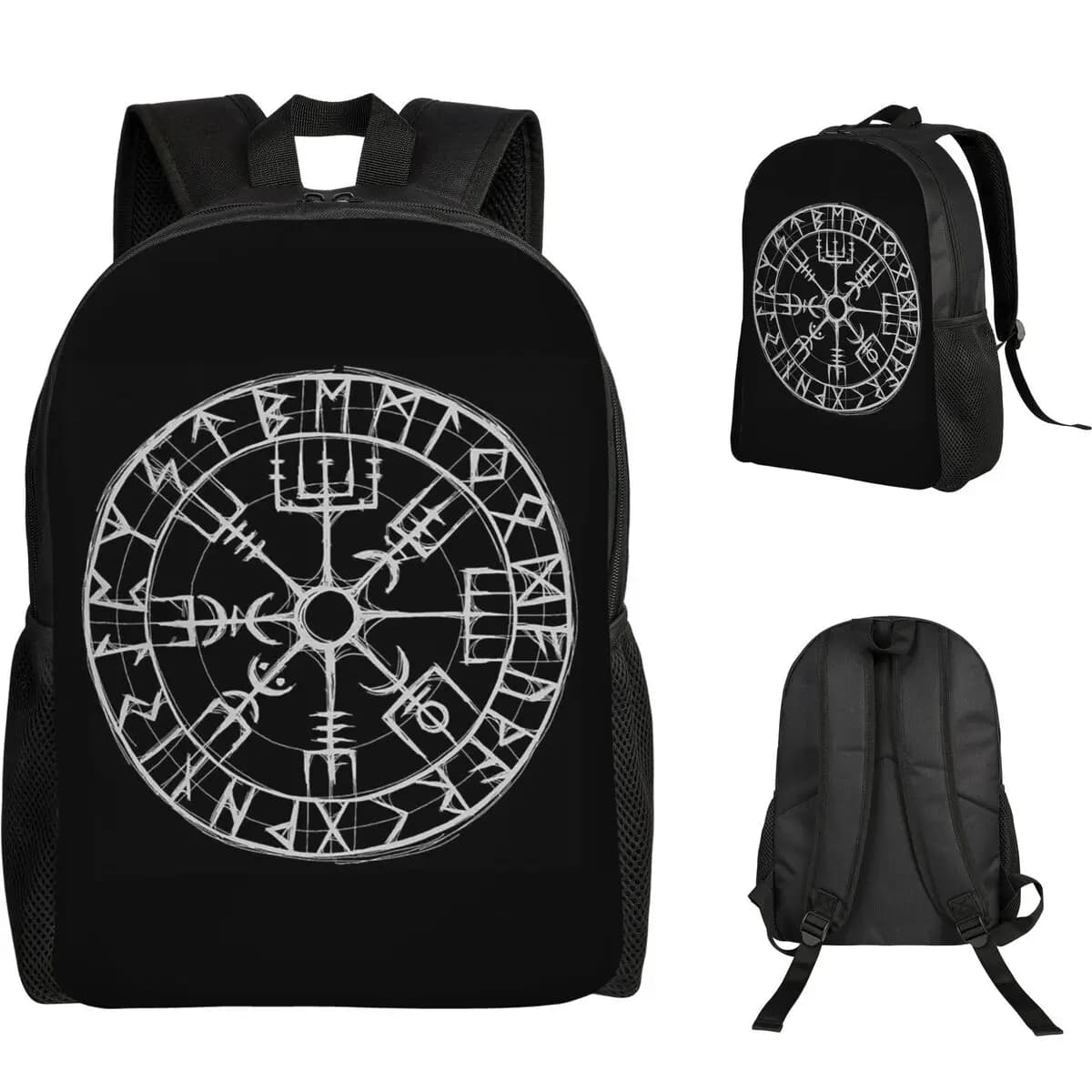 Zaino con scudo Vegvisir della mitologia vichinga, Valhalla, per studenti, ragazzi e ragazze, borsa per libri, borsa per la scuola, borse a tracolla per computer