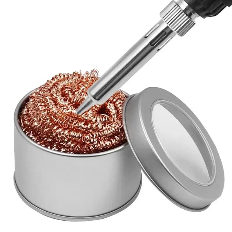 Soldering Iron Tip Cleaning Ball Copper Wire Mesh Filter Desoldering Nozzle Cleaner Metal Dross Box Clean Ball