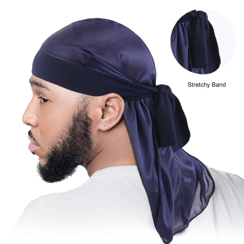 Men's Silky Durags Bandane Turbante Cappello parrucche elastiche Satin Doo Rag Durag Cappello da pirata unisex Uomo Hip Hop Fascia Biker Headwrap