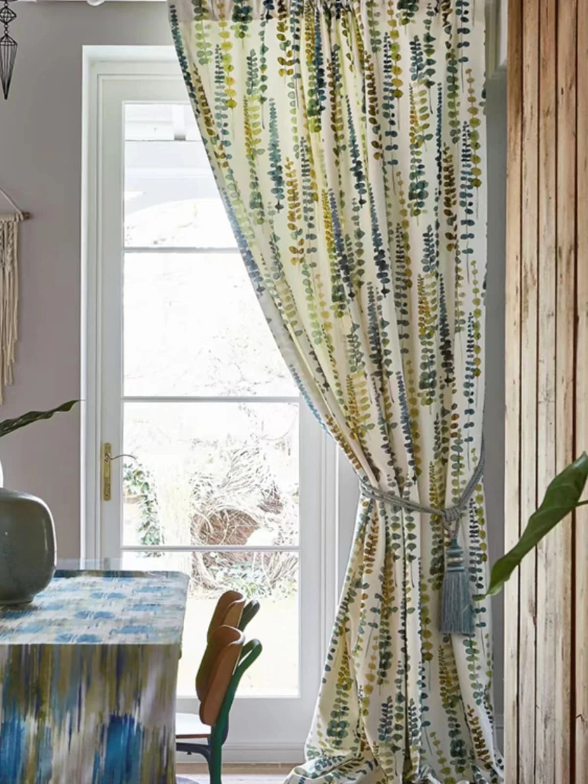 Tessuto per Tende in Cotone Americano di Lusso con Effetto Inchiostro ad Acqua, Realizzato su Misura, Decorativo, Semi-Privacy, per Finestre a Bovindo