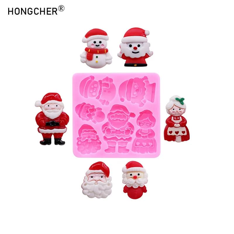 Christmas Series Bells Christmas Tree Snowman Snow House Fondant Cake Silicone Mold DIY Resin Jewelry Accessories Drip Mould