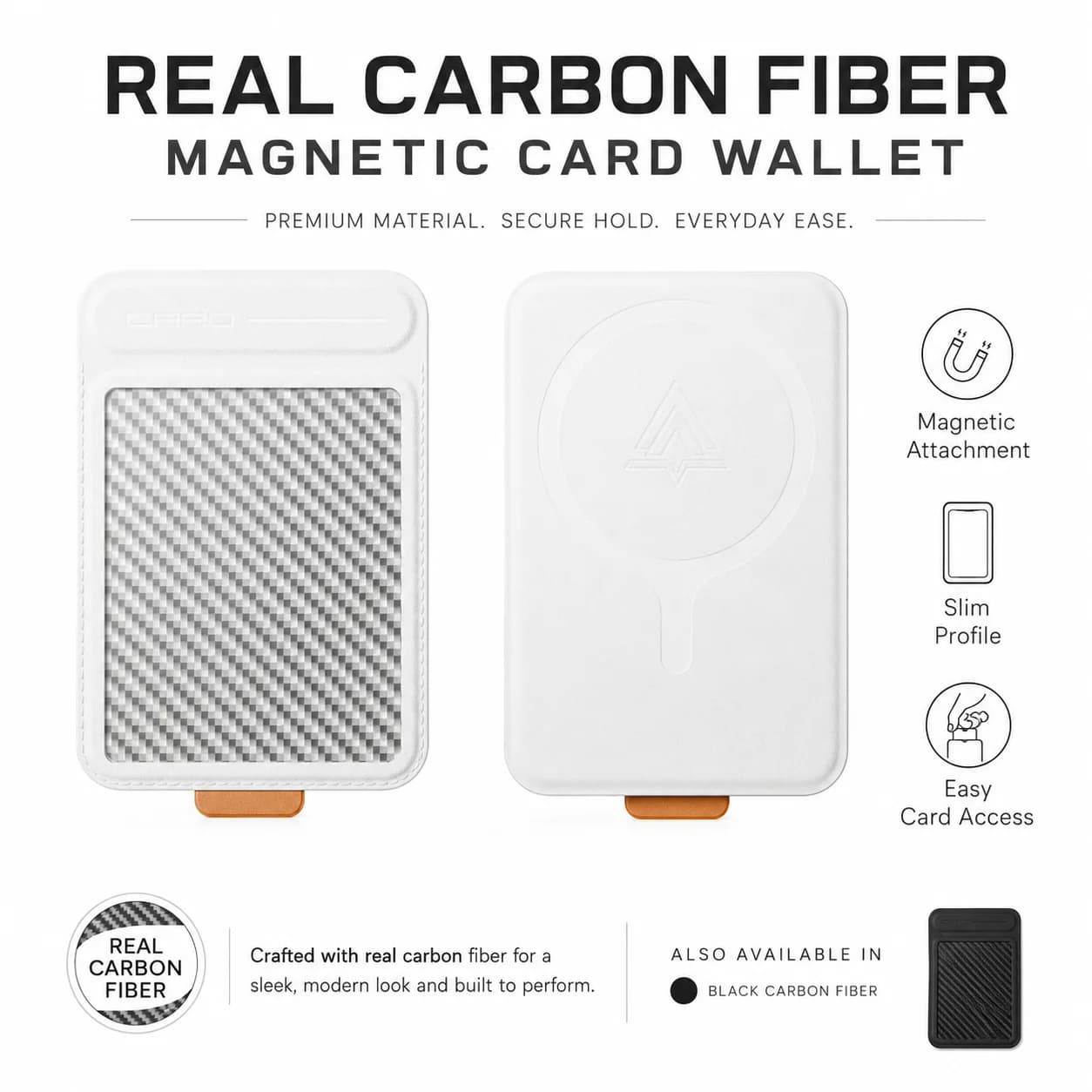 Real Carbon Fiber MagSafe Wallet 2-in-1 Magnetic Card Holder Folding Phone Stand for iPhone 12 13 14 15 16 17 Pro Max Series
