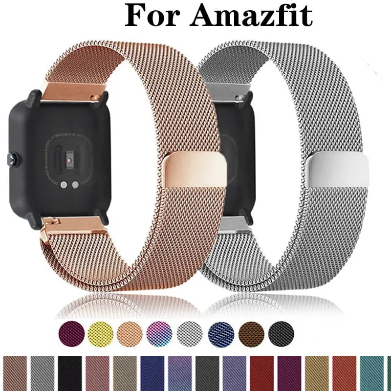 Fascia milanese da 20mm/22mm per Amazfit GTS/4/2/2e/3/GTS2 Mini/GTR 47mm/GTR2/4/3/Pro stratos cinturino per orologio in metallo Amazfit bip strap