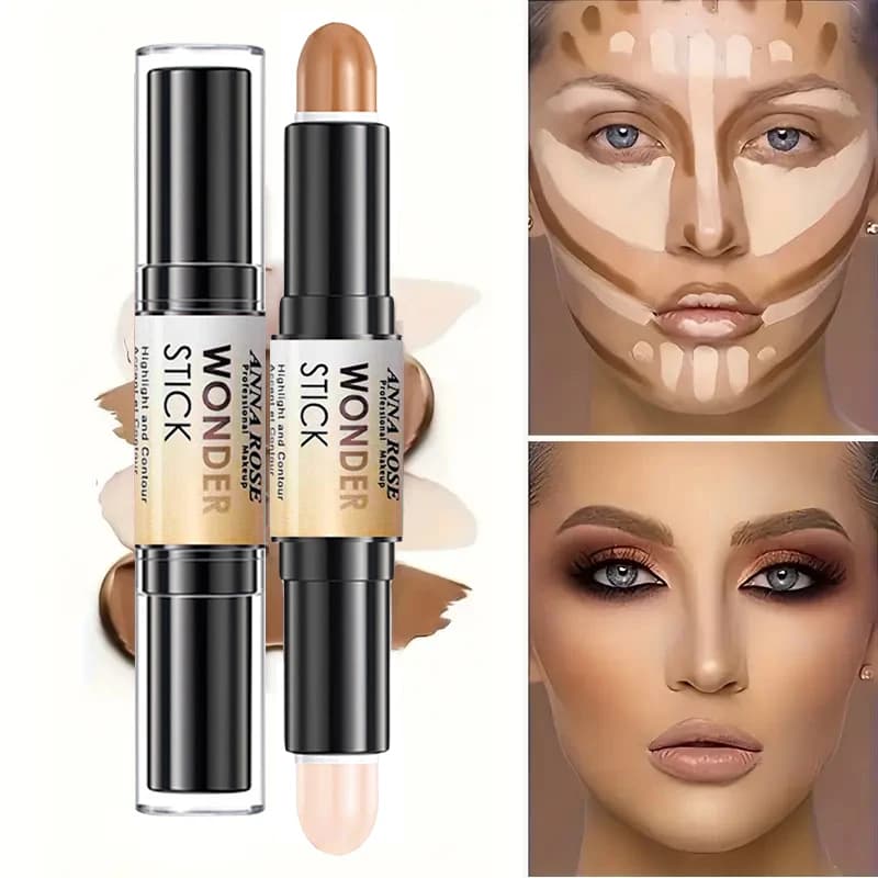 Penna per trucco multifunzionale duratura resistente all'acqua con evidenziazione e contontour a doppia testa