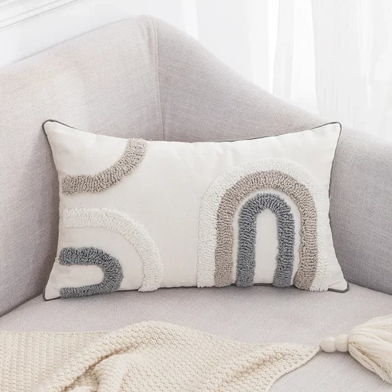 Boho Loop cushion cover grey beige, home decoration, quilting for sofa, bed, chair, car, Nordic covers 45x45/30x50cm