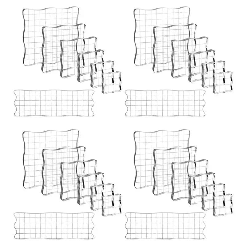 ABUL-28 Pieces Clear Stamp Blocks, Acrylic Stamping Blocks Tools Set With Grid For Scrapbooking Crafts, Cards, Schedule Book