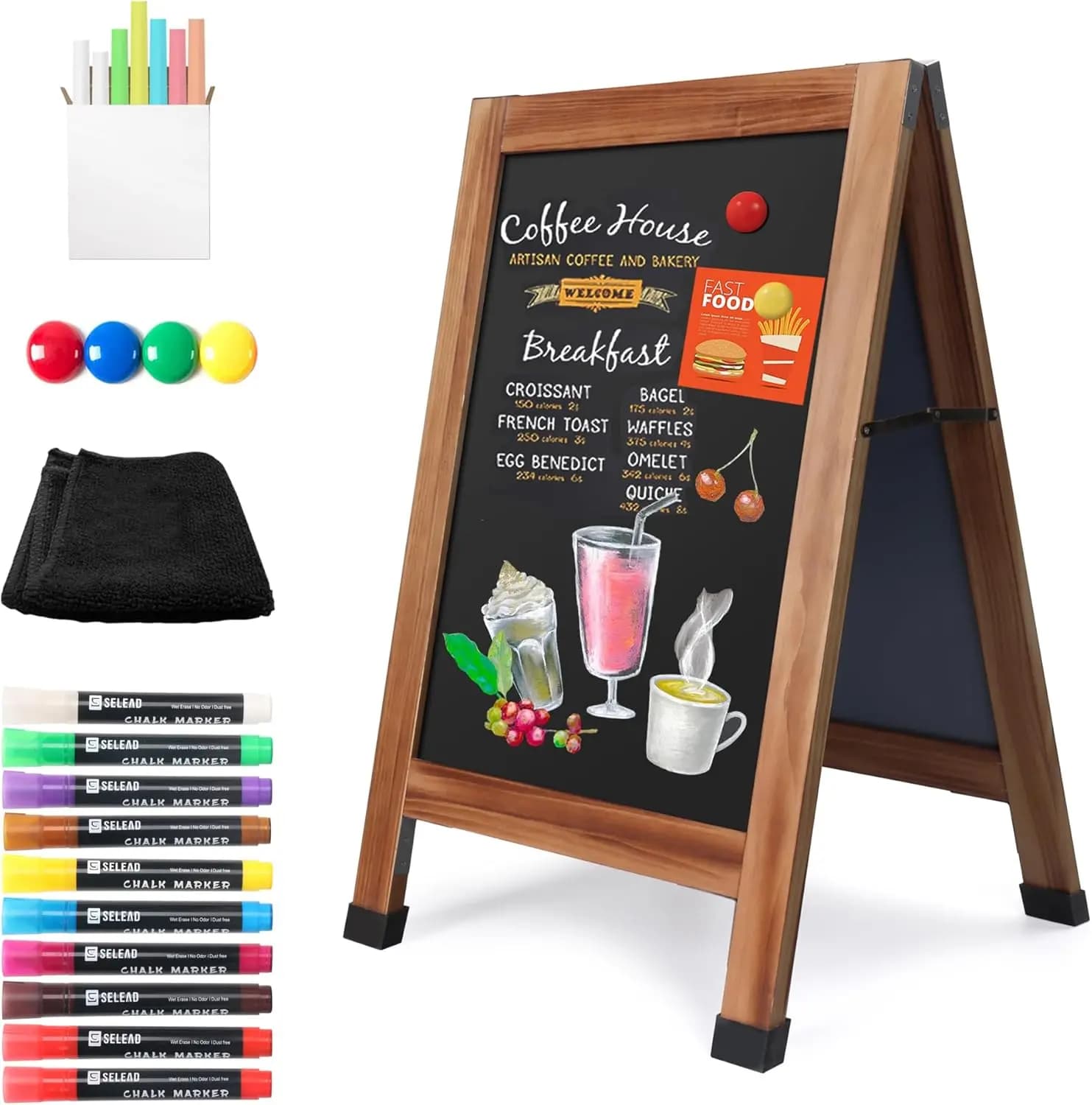 Lavagna Magnetica da Esterno con Supporto a Cavalletto - 76x51 cm, Formato A per Menu, Attività Commerciali, Matrimoni
