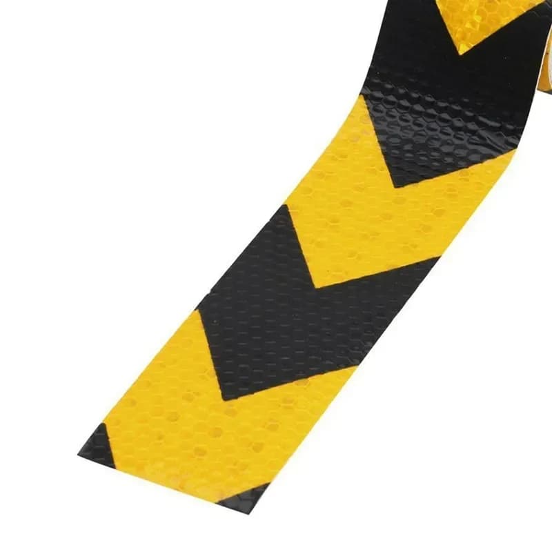Adesivo riflettente per il corpo di sicurezza con freccia di avvertimento bicolore, striscia riflettente per auto con griglia colorata in cristallo da 5 cm * 3 m
