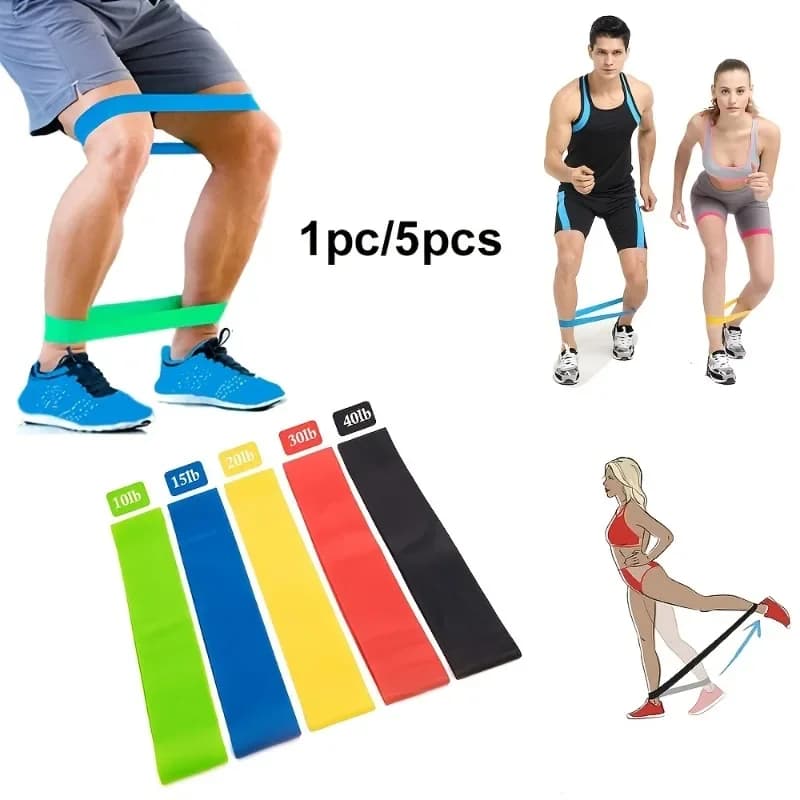 Set di 5 Fasce Elastiche di Resistenza, Corde per Yoga, Attrezzatura Fitness, Expander con 5 Livelli di Resistenza
