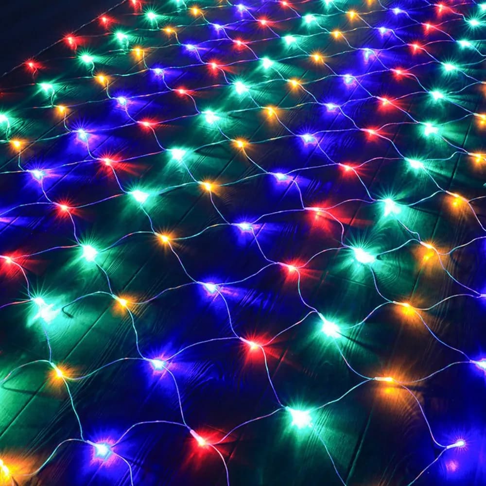Luci a Rete LED con Spina EU, Impermeabili, 1.5x1.5M, Ghirlanda Luminosa 3 Colori, Tenda Luminosa 3mx2m, Decorazione per Giardino e Cespugli