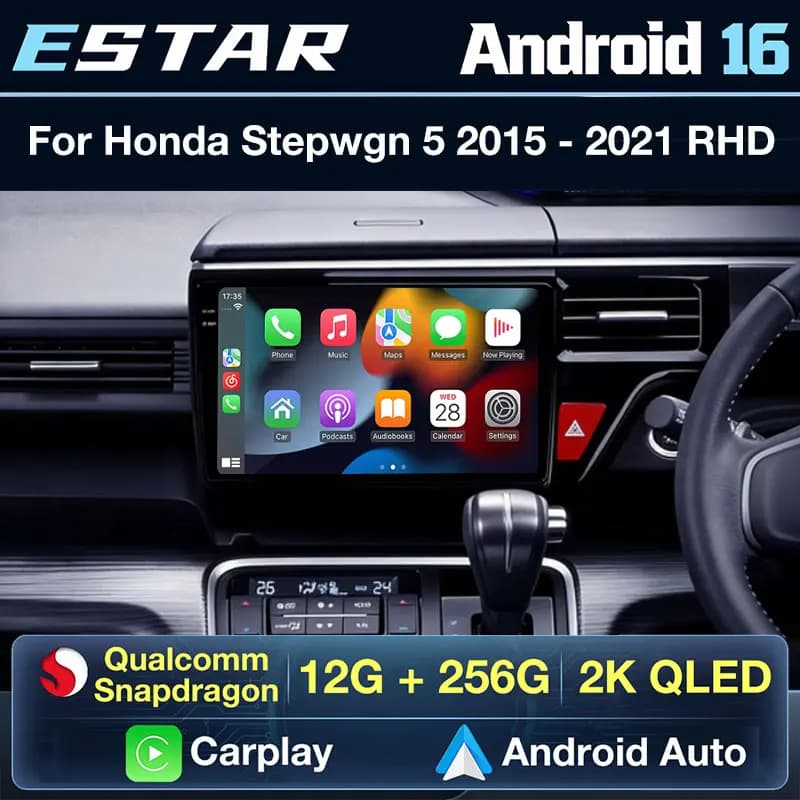 Wireless Carplay Android 16 For Honda Stepwgn 5 2015 - 2021 RHD Multimedia GPS SWC DTS Navigation Stereo 360 Camera RDS DSP 2din