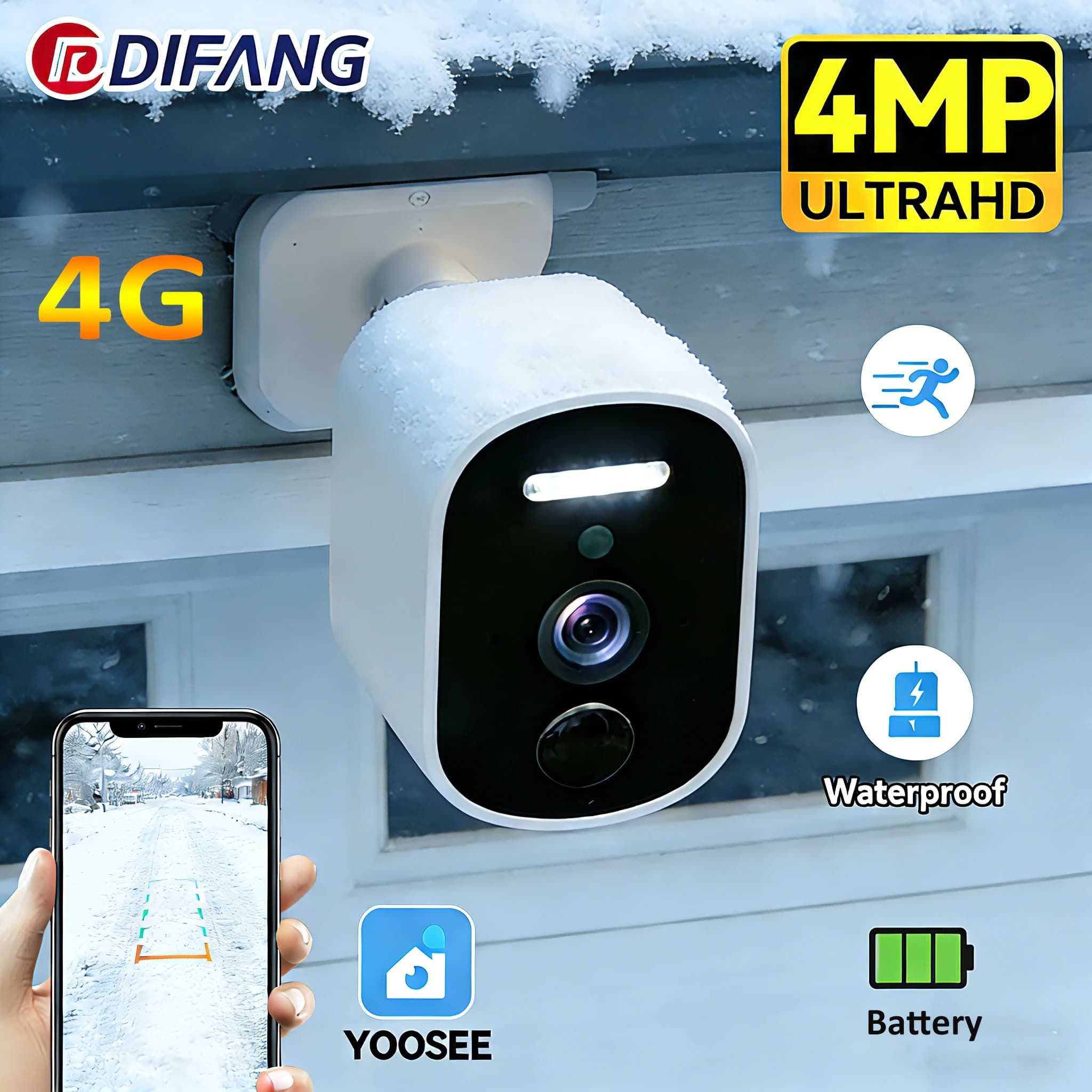 Yoosee 4G Sim Card Camera Portatile 4MP Telecamera di sorveglianza wireless 5000mAh Batteria Video Monitor Mini telecamera di sicurezza esterna