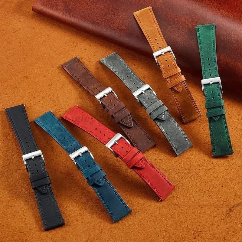 Quick release vintage leather watch bracelet 18mm 19mm 20mm 22mm 24mm for Samsung Galaxy Watch 6/5/4 Smart Watch Soft Bracelet
