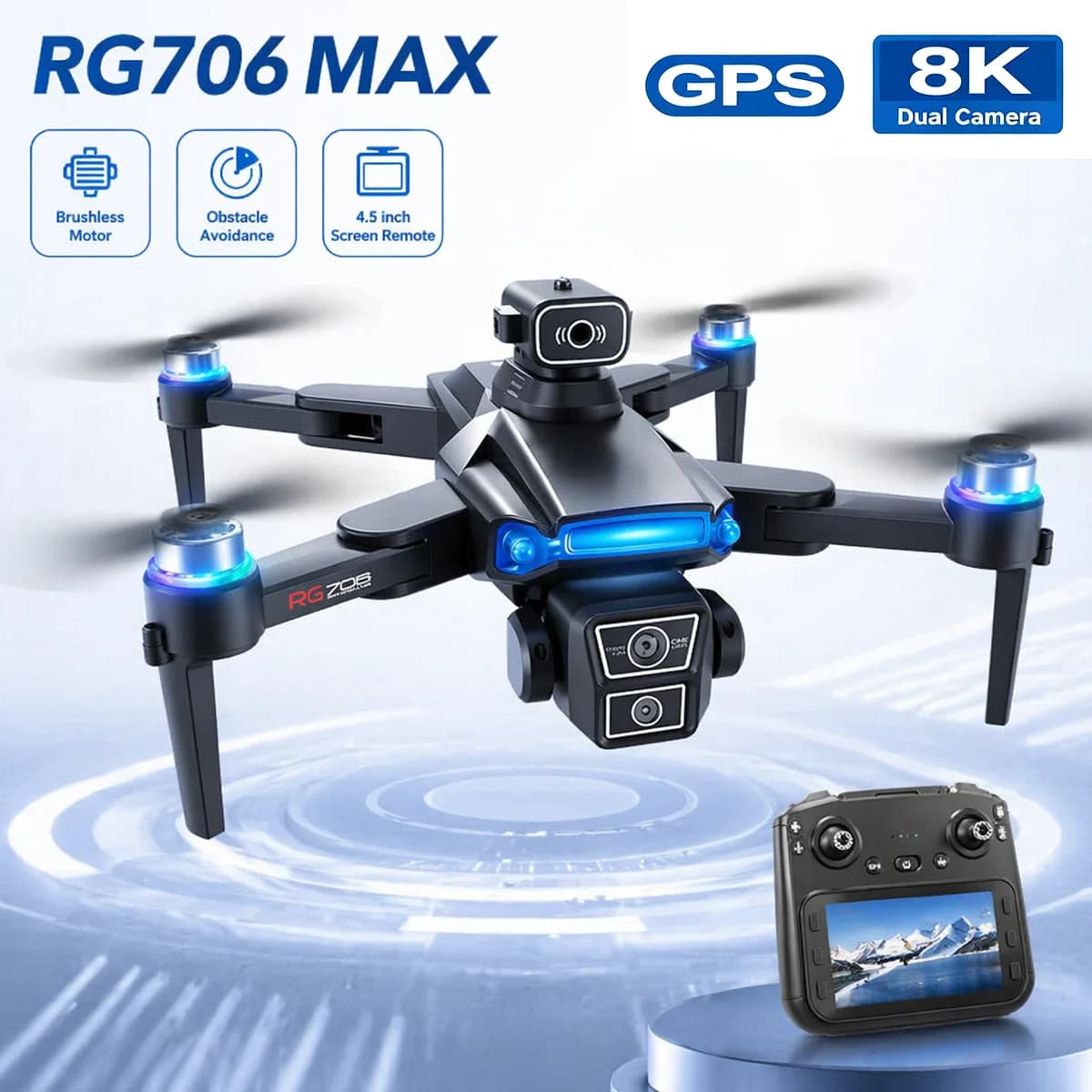 RG706 Max GPS Drone Professional 8K HD Dual Camera Brushless 360° Obstacle Avoidance Drones 5G WIFI FPV Dron RC Quadcopter Toys